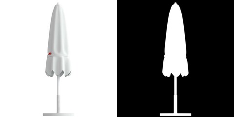 3D rendering illustration of a closed beach umbrella