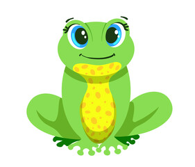 cute little spotted frog isolated on white background. Character illustration for business