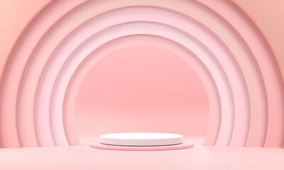 circle podium The semicircular ring surrounds it in pink color tones.