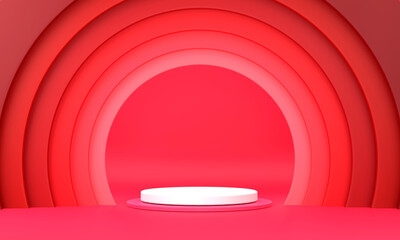 Obraz premium circle podium The semicircular ring surrounds it in red color tones.