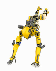 super robot is doing parkour