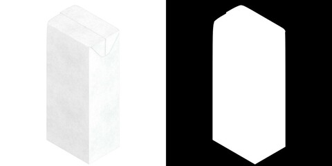 3D rendering illustration of a closed drink carton