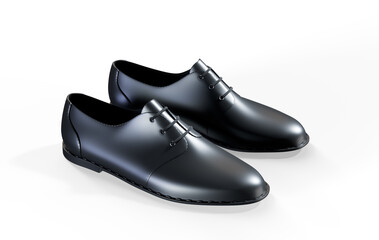 shoes as a concept of luxury expensive high-quality shoes. 3d rendering illustration of a pair of fashionable mens shoes isolated on white background.