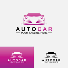 Auto car logo design with concept sports car vehicle icon silhouette.Vector illustration design template.