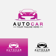 Auto car logo design with concept sports car vehicle icon silhouette.Vector illustration design template.