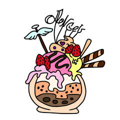 Vector children's design for backgrounds and fabrics, postcards. Ice cream ,cocktail