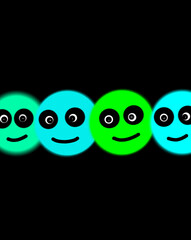 Obraz premium bright smiling emoticons on a black background