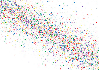 Blue Dot Fall Texture. Circle Holiday Illustration. Multicolored Element Round. Red Falling Confetti Background.