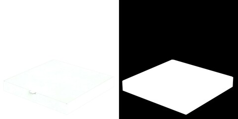 3D rendering illustration of a closed pizza box