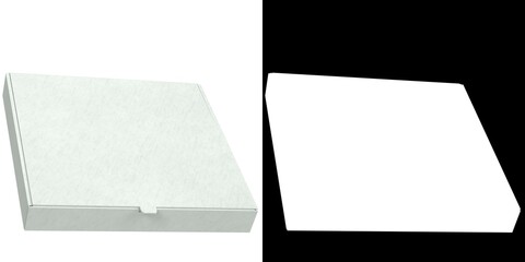 3D rendering illustration of a closed pizza box