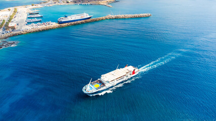 Aerial view large cruise ship at sea, Passenger cruise ship vessel