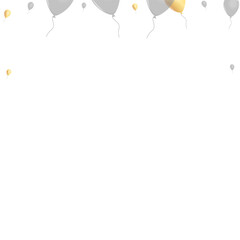 Yellow Confetti Background White Vector. Surprise Shiny Frame. Gold Label Baloon. Balloon Celebrate Design.