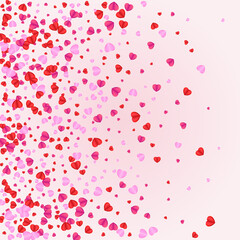 Pinkish Confetti Background Pink Vector. Romantic Frame Heart. Tender Element Pattern. Fond Heart Fall Illustration. Red Gift Texture.