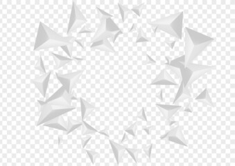 Grizzly Polygon Background Transparent Vector. Triangular Light Card. Gray Art Tile. Fractal Construction. Greyscale Triangle Template.