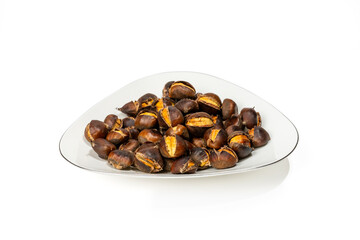 Cooked Cut Chestnuts in a Plate