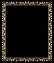 Decorative frame Elegant vector element for design in Eastern style, place for text. Floral golden and black border. Lace illustration for invitations and greeting cards