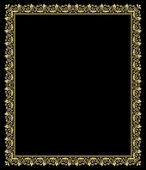 Decorative frame Elegant vector element for design in Eastern style, place for text. Floral golden and black border. Lace illustration for invitations and greeting cards