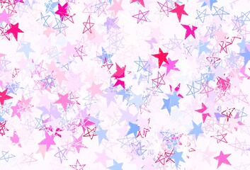 Light Blue, Red vector layout with bright stars.