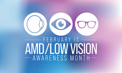 AMD Low vision awareness month is observed every year in February, Vector illustration