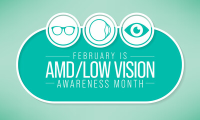 AMD Low vision awareness month is observed every year in February, Vector illustration