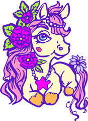 unicorn baby cute cartoon vector character 