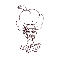 Vector children's design for backgrounds and fabrics, postcards, stickers. Cute funny girls