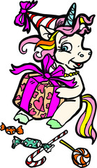 unicorn baby cute cartoon vector character 