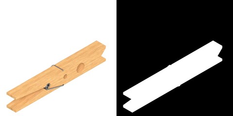 3D rendering illustration of a clothespin
