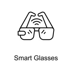 Smart Glasses vector outline icon for web isolated on white background EPS 10 file