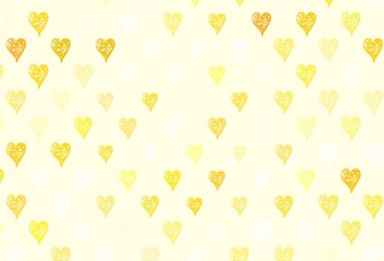 Light Red, Yellow vector background with hearts.