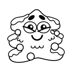 Outline illustration of a Christmas Tree. Clip art for a coloring page.