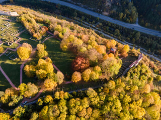 Aerial view of Ruins of the medieval Krakra fortress, Bulgaria