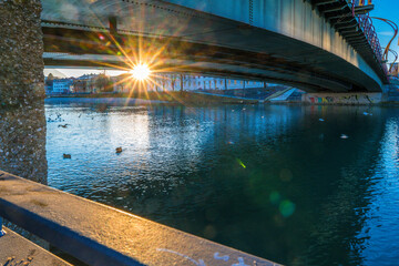 bridge over the river salzach in salzburg city