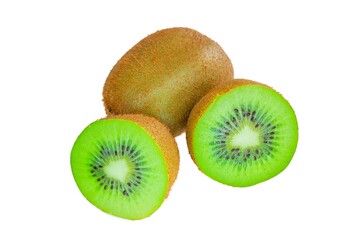 Kiwi fruits, closeup of kiwi fruits isolated on white background.