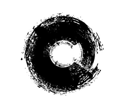 Grunge circle made of black paint using art brush.Grunge ink circle made for your project.