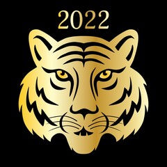 2022 Chinese new year gold tiger face graphic