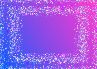 Fototapeta premium Rainbow Background. Pink Shiny Confetti. Hologram Texture. Bright Foil. Kaleidoscope Effect. Blur Flare. Digital Art. Laser Prismatic Serpentine. Blue Rainbow Background