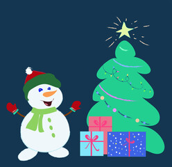 snowman presents christmas tree 