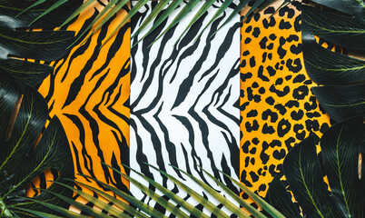 Creative Layout, Background associated with wildness, freedom and nature, Patterns of tiger, jaguar...