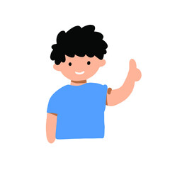 Obraz premium a vector illustration of the vaccinated boy thumbs his up. a simple vector graphic of someone taking medical action. an element for a health campaign.