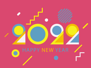 Happy New Year poster. 2022 typography logo. Abstract vector background