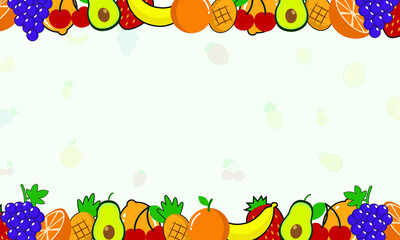 Obraz na płótnie Canvas Summer background layout banner design. fruit shop banner. vector illustration of grapes, bananas, and more