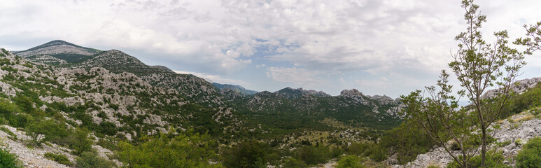 Fototapeta na wymiar Panorama of valley in mountain landscape at summer in National Park Paklenica, Velebit, Croatia, Europe