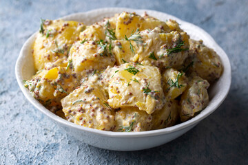 Potato salad with mustard seeds and mayonnaise (Turkish name; patates salatasi)