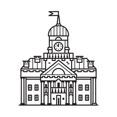 Travel Minsk Line Art Scene with City Hall