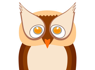 Funny owl cartoon, vector illustration