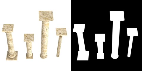 3D rendering illustration of some architectural columns