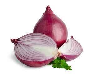 Red onions isolated on a white background