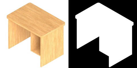 3D rendering illustration of a computer desk