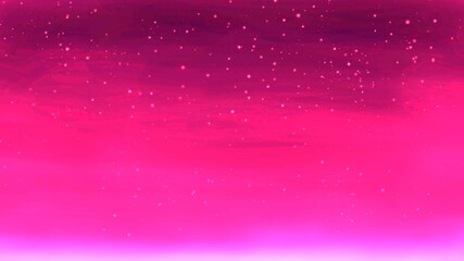 Paint the sky and the glittering stars with a pink and purple watercolor background.